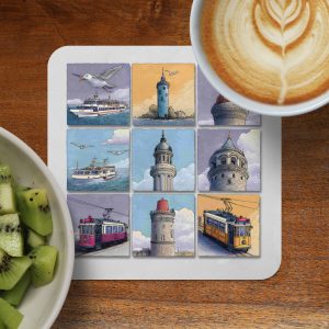 Istanbul Artwork Featuring Landmarks City Views Coasters