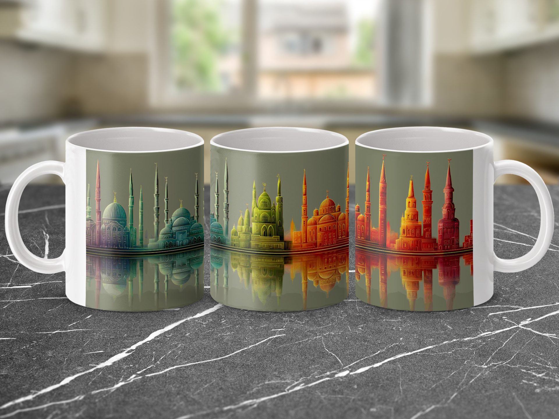 Architectural Wonders Reflection Unique Design Art Mugs - Image 2