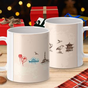 Istanbul Landmarks Illustration Design Unique Gift Mugs
