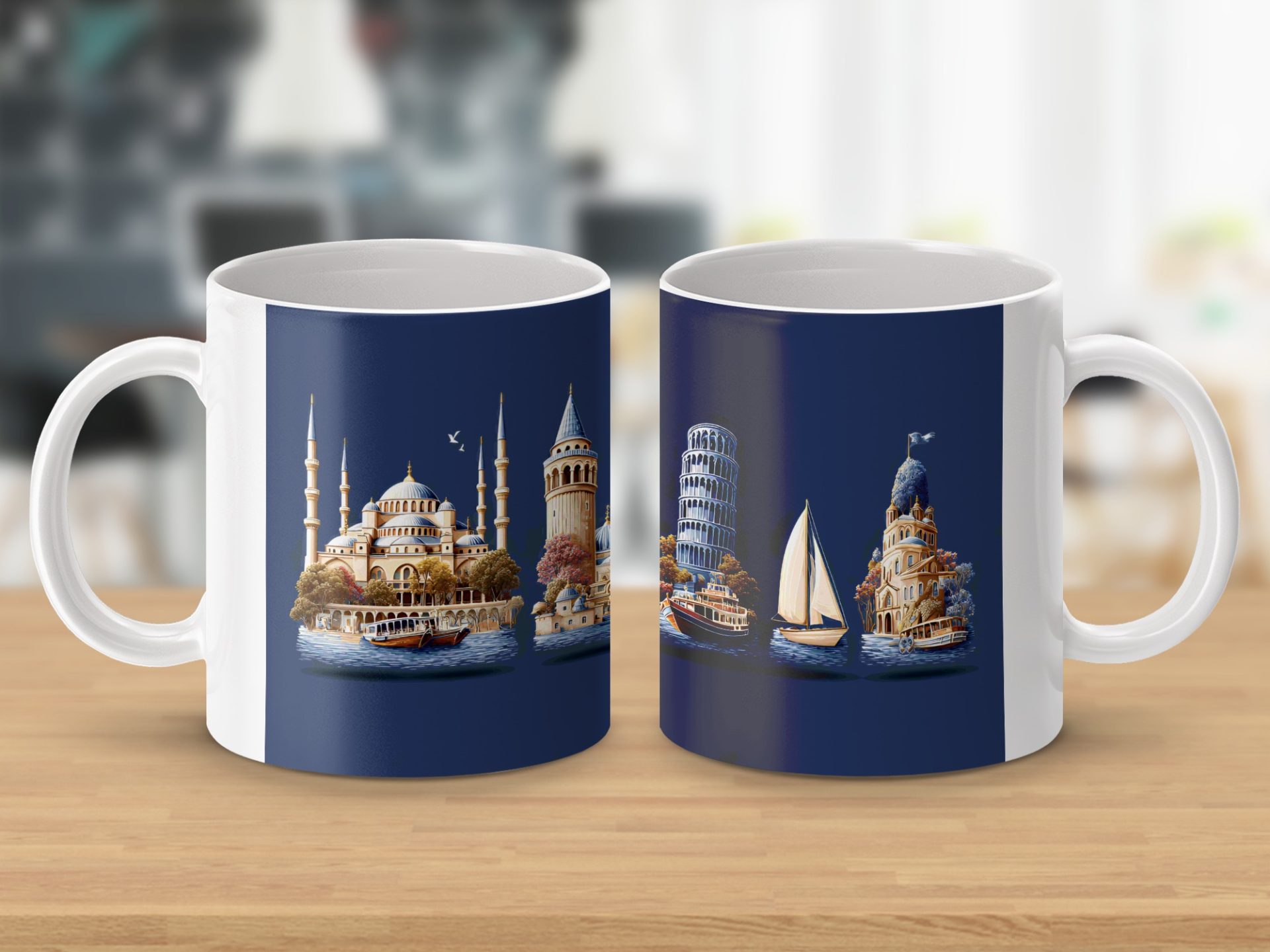 Scenic World Landmark Travel Destinations on Water Mugs - Image 5
