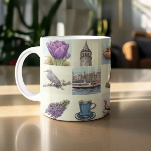 Istanbul Turkey Landmarks and Cultural Items Collage Mugs