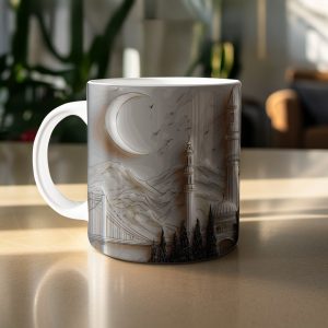 Moon Above City Islamic Art Style Decorative Mugs