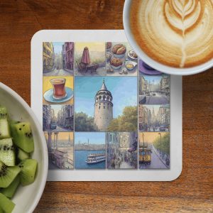 Istanbul Turkey Collage Image Design Decorative Drink Coasters