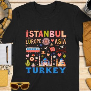 Istanbul Europe Asia Turkey Graphic Design Fun T-Shirts