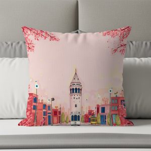 City Scenery With Sakura And Towers Premium Pillows & Pillow Cases