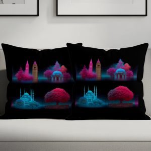 Neon Cityscapes Landmark Art Home Decor Premium Pillows & Pillow Cases