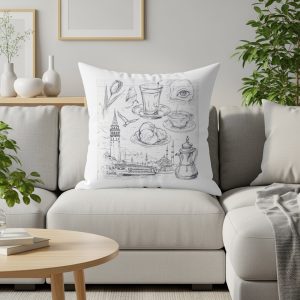Istanbul Sketch Cityscape Illustration Design Pillows & Pillow Cases