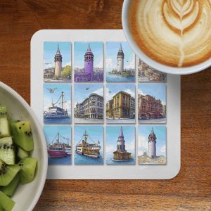 Turkey Travel Landmarks Illustrated Cityscape View Coasters
