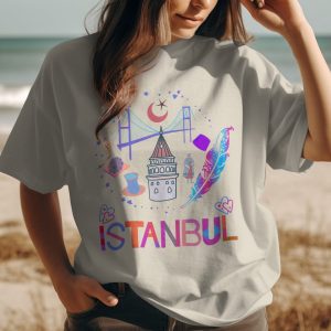 Istanbul City Design With Landmarks Travel Turkey T-Shirts