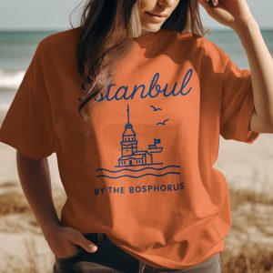 Istanbul Skyline T-Shirt, Bosphorus Themed Tee, Iconic Istanbul Shirt, Maiden's Tower Graphic, Turkey Travel Souvenir, Stylish Gift Idea