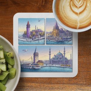 Istanbul City Views Landmark Boats Buildings Art Decor Coasters