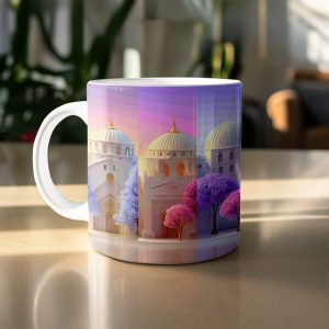 Dreamlike Mosque Landscape Art Design On Unique Mugs Product Type: Mugs