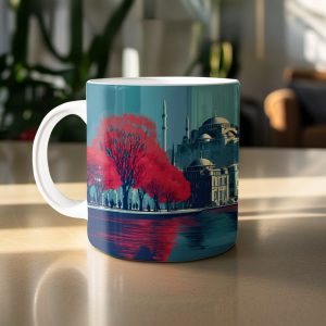 Istanbul Cityscape At Sunset Colorful View Artistic Mugs