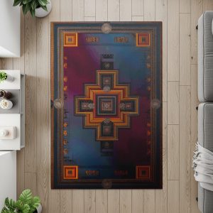 Geometric Egyptian Patterns In Reds And Blues Decor Rugs