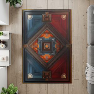 Geometric Patterned Square Diamond Artistic Floor Rugs