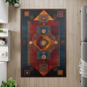 Striking Geometric Patterned Artwork on Home Decor Rugs