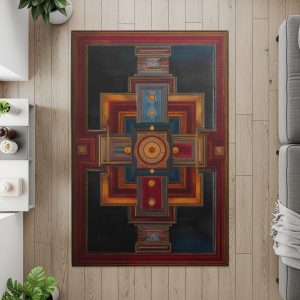 Geometric Patterns and Ornate Rings Design Area Rugs