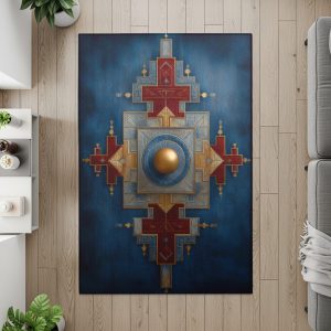 Abstract Geometric Golden Sphere Design Home Décor Rugs