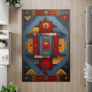 Ornate Egyptian Inspired Design Geometric Pattern Rugs