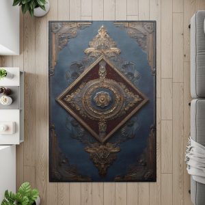 Ornate Golden Framed Artistic Panel Decorative Rugs