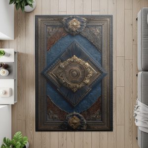 Ornate Golden Mandala Pattern Decorative Interior Rugs