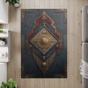 Ornate Red and Gold Patterned Texture Inspired Design Rugs