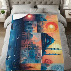 Istanbul Architecture Sun Moon Birds Urban Art Blankets