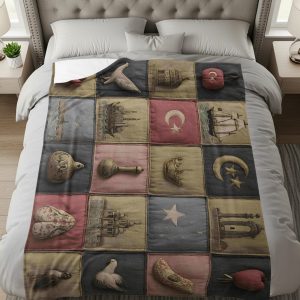 Ottoman Empire Cultural Elements Patchwork Style Blankets