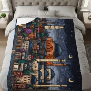 Istanbul Cityscape with Night Sky Urban Art Design Blankets