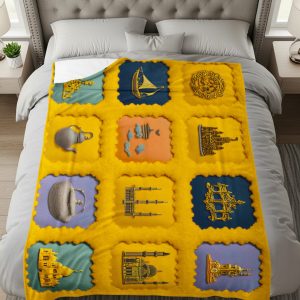 Cultural Icons Golden Structures Unique Design Cozy Blankets
