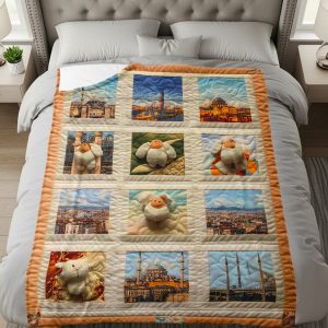 Istanbul Collage with Sheep Design Unique Cozy Blankets