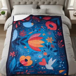 Floral and Bird Mosaic Pattern For Your Home Decor Blankets