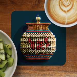 Abstract Jar Like Art with Vibrant Colors Decorative Coasters