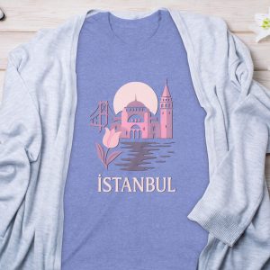 Istanbul Landmarks and Tulip Illustration City T-Shirts