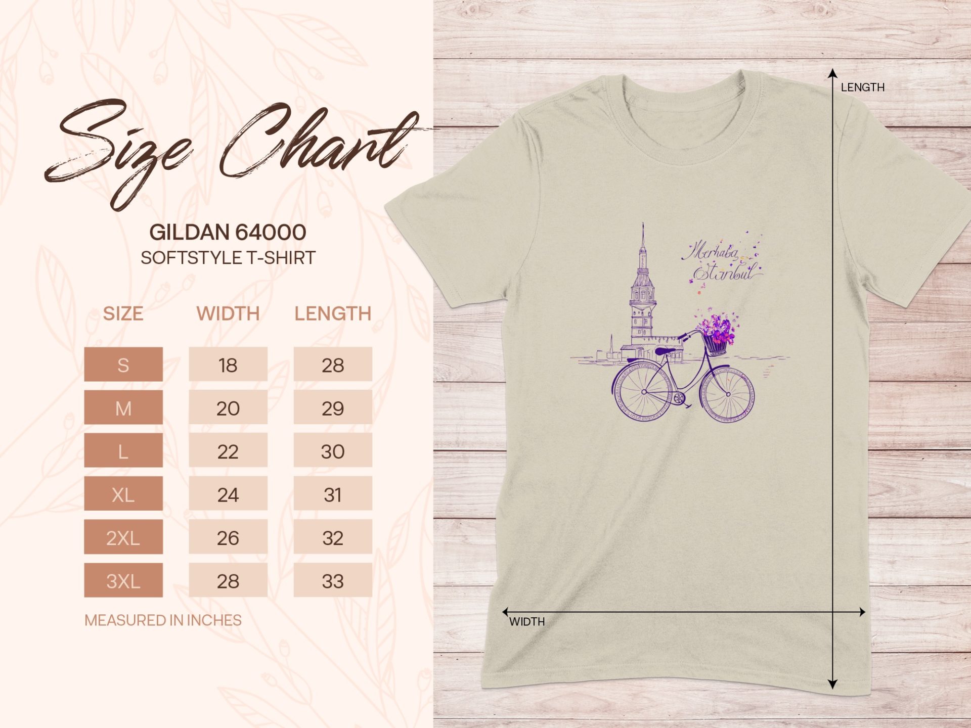 Merhaba Istanbul Tower with Bicycle Flowers Scene T-Shirts - Image 9