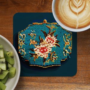 Textured Decorative Piece Abstract Flower Pixel Art Coasters