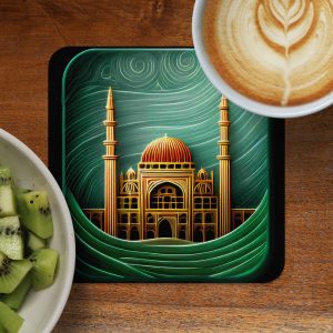 Mosque Art Gold Design Illustration Islamic Style Coasters