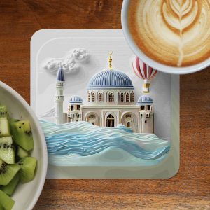 Architectural Design with Balloon in Sky Style Coasters
