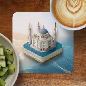 Mosque Design Standing on Book Illustration Pattern Coasters