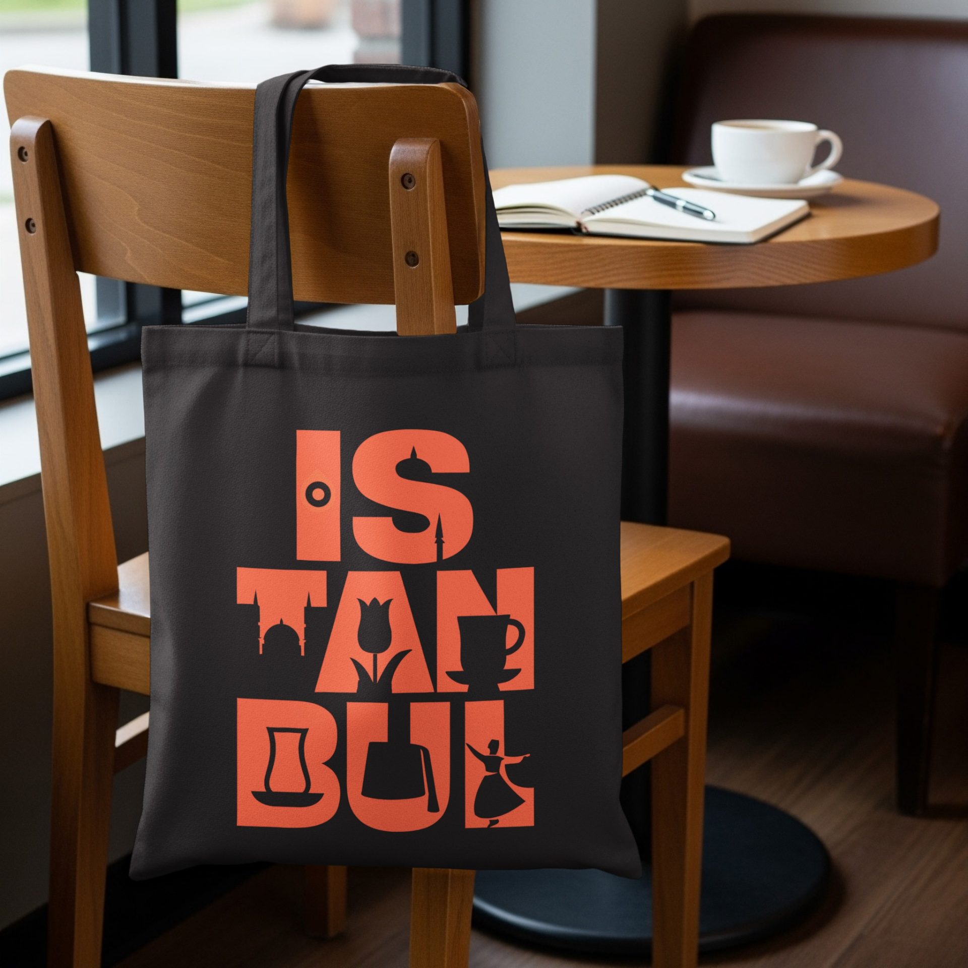 Istanbul Icons and Landmarks Graphic Design Print Tote Bags - Image 2