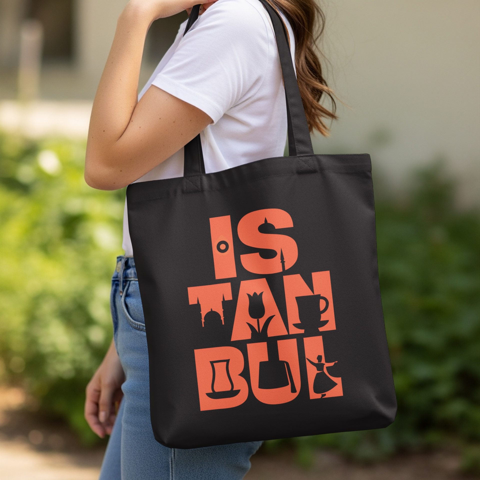 Istanbul Icons and Landmarks Graphic Design Print Tote Bags - Image 5