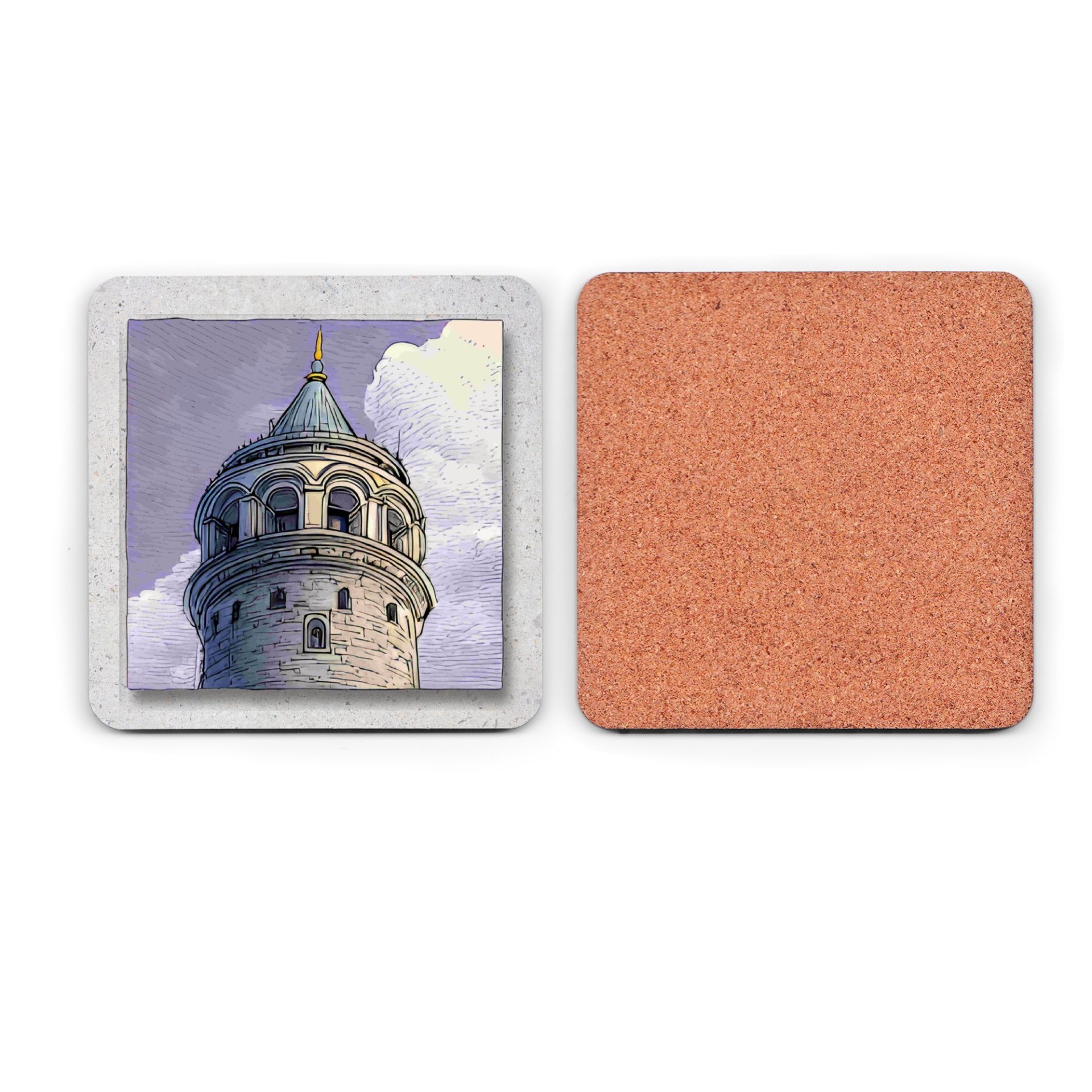 Galata Tower Istanbul Skyline Decorative Square Coasters - Image 6