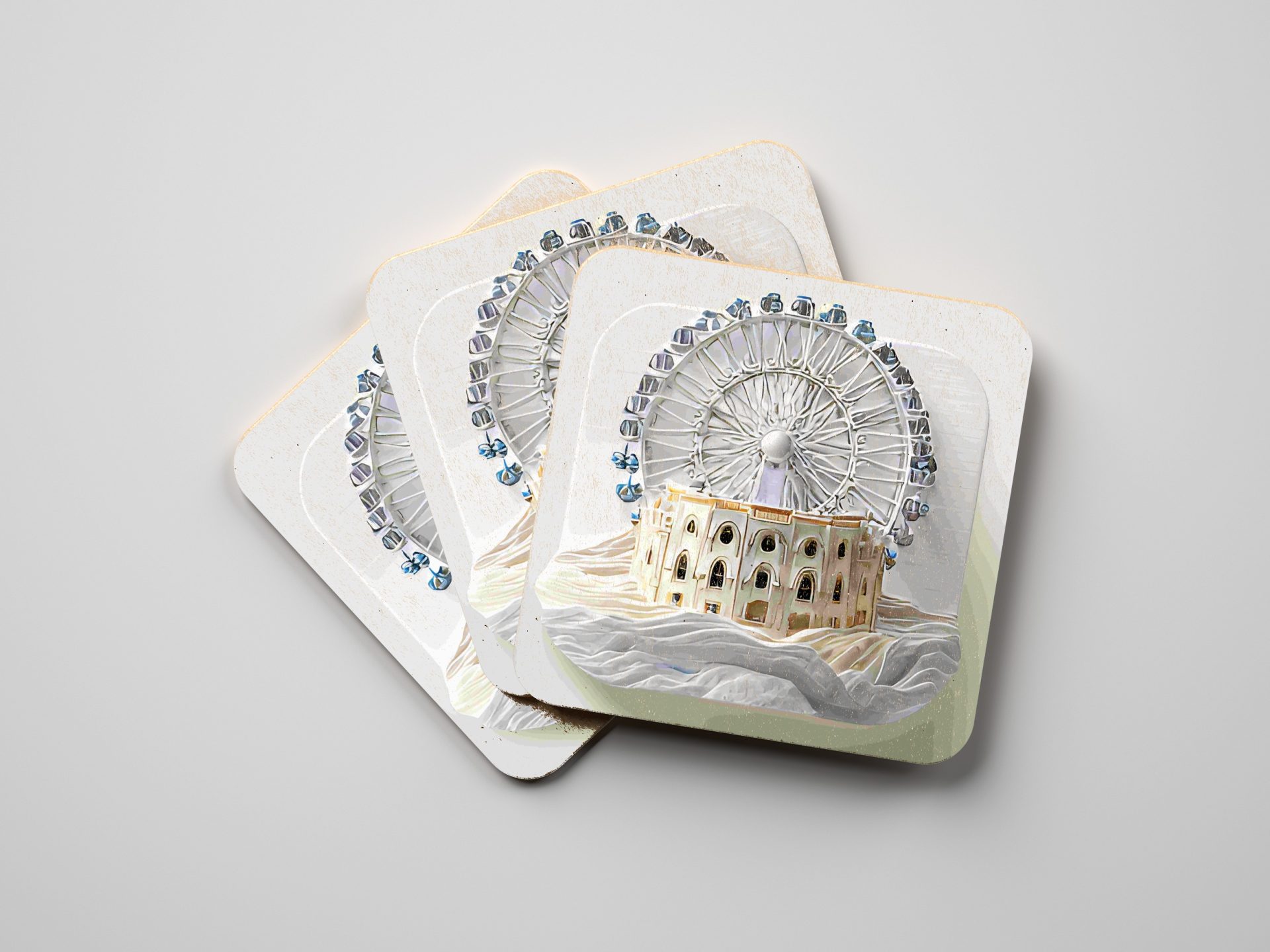 A Whimsical Ferris Wheel Design Decorative Art Coasters - Image 5
