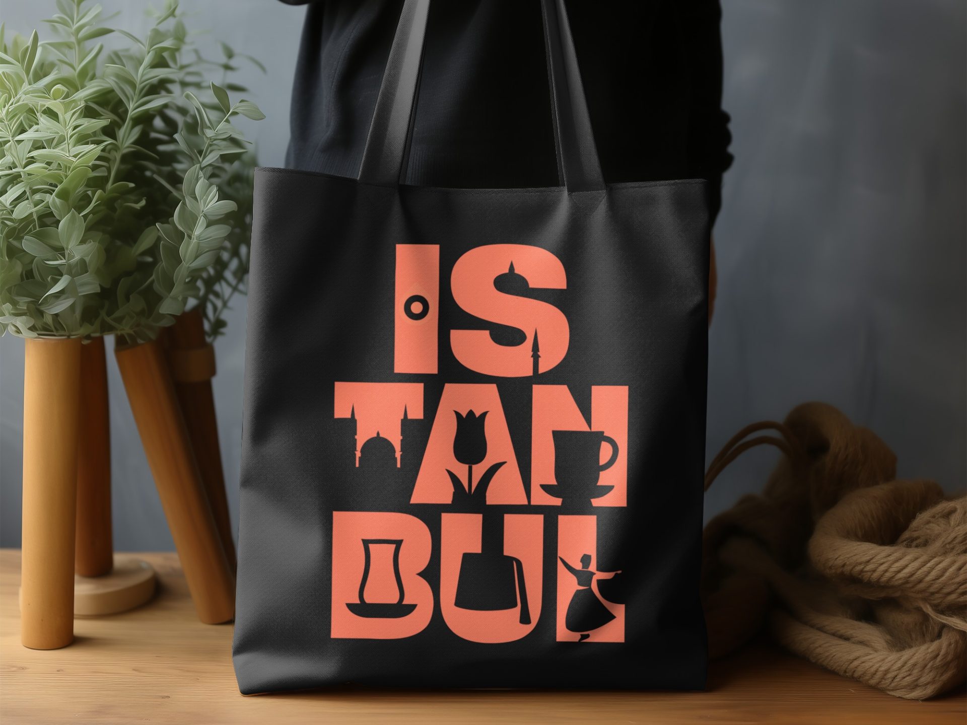 Istanbul Icons and Landmarks Graphic Design Print Tote Bags - Image 3
