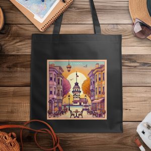 Captivating Istanbul Street Scene Artistic Print Design Tote Bags