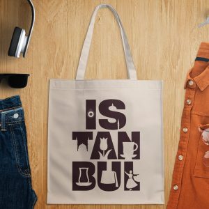 Istanbul Landmarks Silhouette Image Artistic Print Tote Bags