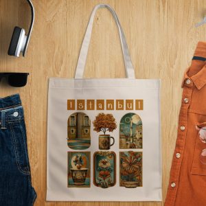 Istanbul Floral Artistic Cityscape Design Trendy Tote Bags
