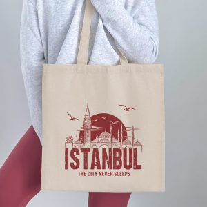 Istanbul the City Never Sleeps Cityscape Graphic Tote Bags