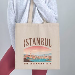 Istanbul The Legendary City Graphic Design Print Tote Bags