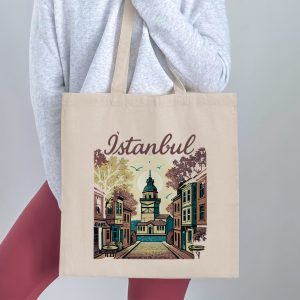 Istanbul Landmark Design Illustration Artistic Style Tote Bags